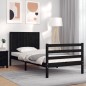 vidaXL Massivholzbett mit Kopfteil Schwarz 90x200 cm vidaXL Massivholzbett mit Kopfteil Schwarz 90x200 cm