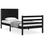 vidaXL Massivholzbett mit Kopfteil Schwarz 90x200 cm vidaXL Massivholzbett mit Kopfteil Schwarz 90x200 cm
