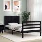 vidaXL Massivholzbett mit Kopfteil Schwarz 90x200 cm vidaXL Massivholzbett mit Kopfteil Schwarz 90x200 cm
