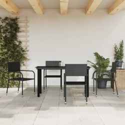 vidaXL 5-tlg. Garten-Essgruppe Schwarz Poly Rattan und Stahl