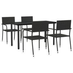 vidaXL 5-tlg. Garten-Essgruppe Schwarz Poly Rattan und Stahl