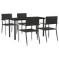 vidaXL 5-tlg. Garten-Essgruppe Schwarz Poly Rattan und Stahl vidaXL 5-tlg. Garten-Essgruppe Schwarz Poly Rattan und Stahl