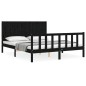 vidaXL Massivholzbett mit Kopfteil Schwarz 160x200 cm vidaXL Massivholzbett mit Kopfteil Schwarz 160x200 cm