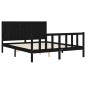 vidaXL Massivholzbett mit Kopfteil Schwarz 160x200 cm vidaXL Massivholzbett mit Kopfteil Schwarz 160x200 cm