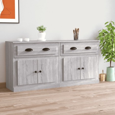 vidaXL Sideboards 2 Stk. Grau Sonoma Holzwerkstoff
