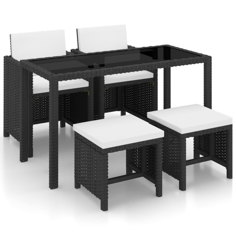 vidaXL 5-tlg. Garten-Essgruppe mit Auflagen Poly Rattan Schwarz vidaXL 5-tlg. Garten-Essgruppe mit Auflagen Poly Rattan Schwarz