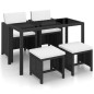 vidaXL 5-tlg. Garten-Essgruppe mit Auflagen Poly Rattan Schwarz vidaXL 5-tlg. Garten-Essgruppe mit Auflagen Poly Rattan Schwarz