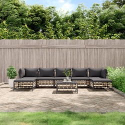vidaXL 8-tlg. Garten-Lounge-Set mit Kissen Anthrazit Poly Rattan