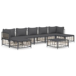 vidaXL 8-tlg. Garten-Lounge-Set mit Kissen Anthrazit Poly Rattan