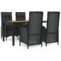 vidaXL 5-tlg. Garten-Essgruppe mit Kissen Schwarz Poly Rattan vidaXL 5-tlg. Garten-Essgruppe mit Kissen Schwarz Poly Rattan