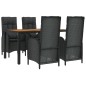 vidaXL 5-tlg. Garten-Essgruppe mit Kissen Schwarz Poly Rattan vidaXL 5-tlg. Garten-Essgruppe mit Kissen Schwarz Poly Rattan