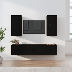 vidaXL 5-tlg. TV-Schrank-Set Schwarz Holzwerkstoff