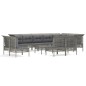 vidaXL 13-tlg. Garten-Lounge-Set mit Kissen Grau Poly Rattan vidaXL 13-tlg. Garten-Lounge-Set mit Kissen Grau Poly Rattan
