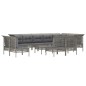 vidaXL 13-tlg. Garten-Lounge-Set mit Kissen Grau Poly Rattan vidaXL 13-tlg. Garten-Lounge-Set mit Kissen Grau Poly Rattan