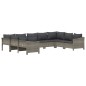 vidaXL 9-tlg. Garten-Lounge-Set mit Kissen Grau Poly Rattan vidaXL 9-tlg. Garten-Lounge-Set mit Kissen Grau Poly Rattan