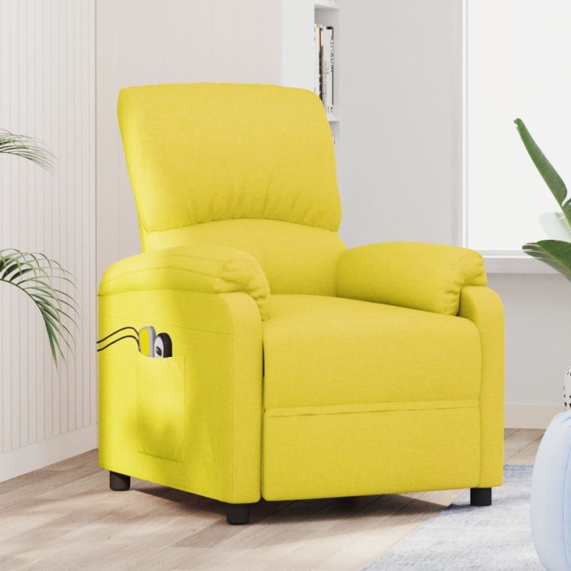 vidaXL Massagesessel Elektrisch Hellgelb Stoff vidaXL Massagesessel Elektrisch Hellgelb Stoff