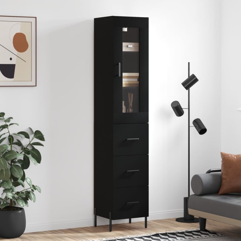 vidaXL Highboard Schwarz 34,5x34x180 cm Holzwerkstoff vidaXL Highboard Schwarz 34,5x34x180 cm Holzwerkstoff