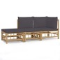 vidaXL 3-tlg. Garten-Lounge-Set mit Dunkelgrauen Kissen Bambus vidaXL 3-tlg. Garten-Lounge-Set mit Dunkelgrauen Kissen Bambus