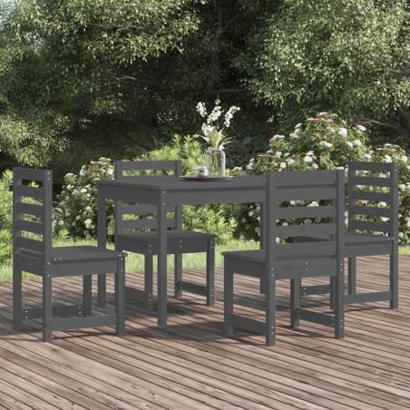 vidaXL 5-tlg. Garten-Essgruppe Grau Massivholz Kiefer
