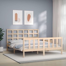 vidaXL Massivholzbett mit Kopfteil