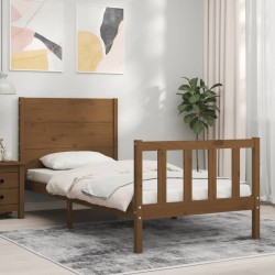 vidaXL Massivholzbett mit Kopfteil Honigbraun 100x200 cm