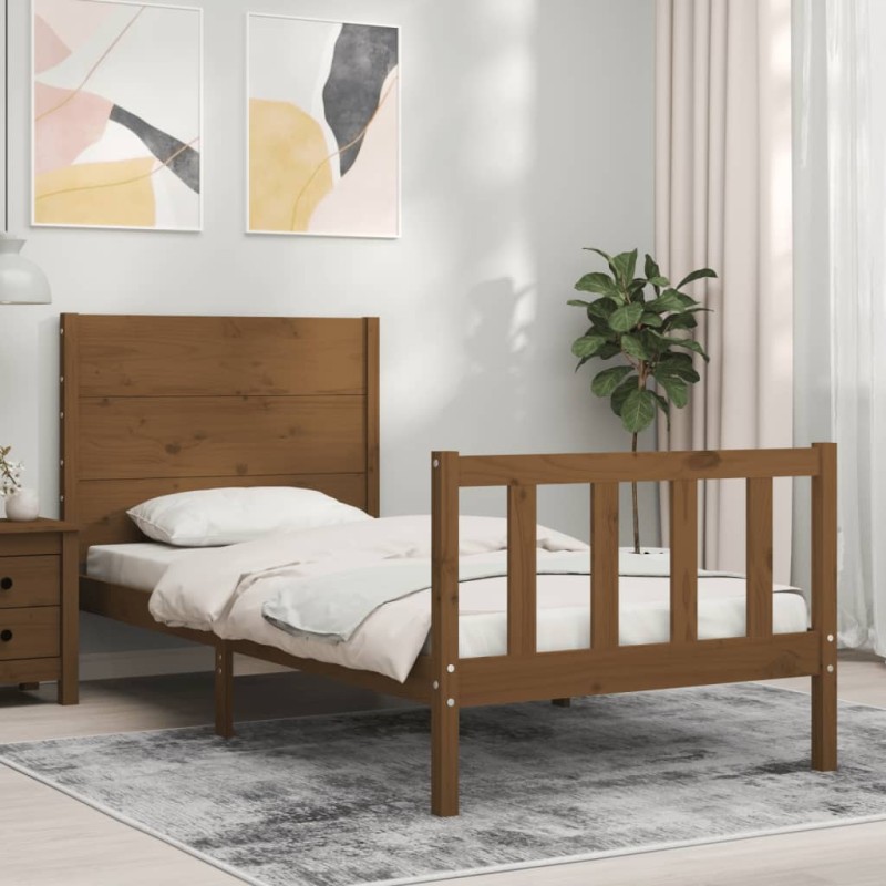 vidaXL Massivholzbett mit Kopfteil Honigbraun 100x200 cm vidaXL Massivholzbett mit Kopfteil Honigbraun 100x200 cm