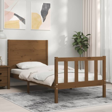 vidaXL Massivholzbett mit Kopfteil Honigbraun 100x200 cm
