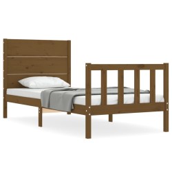 vidaXL Massivholzbett mit Kopfteil Honigbraun 100x200 cm
