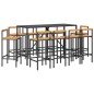 vidaXL 11-tlg. Gartenbar-Set Schwarz Poly Rattan & Massivholz Akazie vidaXL 11-tlg. Gartenbar-Set Schwarz Poly Rattan & Massivholz Akazie