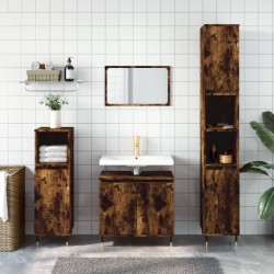 vidaXL 3-tlg. Badmöbel-Set Räuchereiche Holzwerkstoff