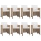 9-tlg. Garten-Essgruppe mit Auflagen Poly Rattan Beige 9-tlg. Garten-Essgruppe mit Auflagen Poly Rattan Beige