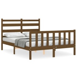 vidaXL Massivholzbett mit Kopfteil Honigbraun 140x200 cm