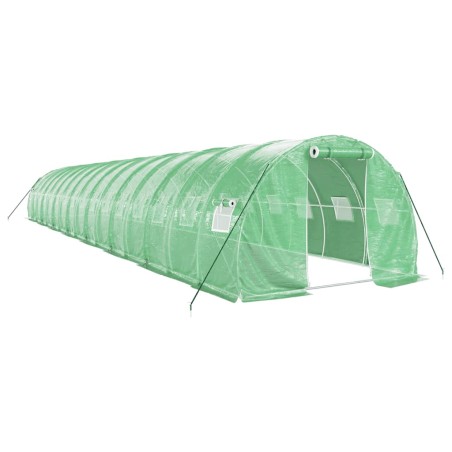 vidaXL Gewächshaus mit Stahlrahmen Grün 48 m² 16x3x2 m
