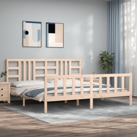 vidaXL Massivholzbett mit Kopfteil 200x200 cm