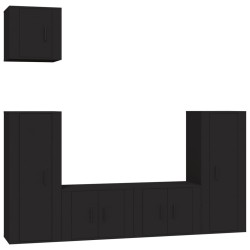 vidaXL 5-tlg. TV-Schrank-Set Schwarz Holzwerkstoff