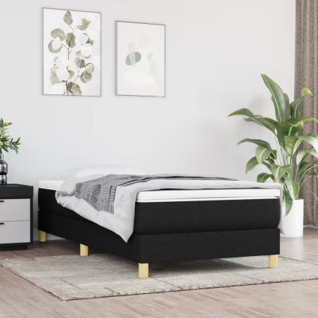 vidaXL Boxspringbett mit Matratze Schwarz 100x200 cm Stoff