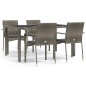 vidaXL 5-tlg. Garten-Essgruppe mit Kissen Grau Poly Rattan vidaXL 5-tlg. Garten-Essgruppe mit Kissen Grau Poly Rattan