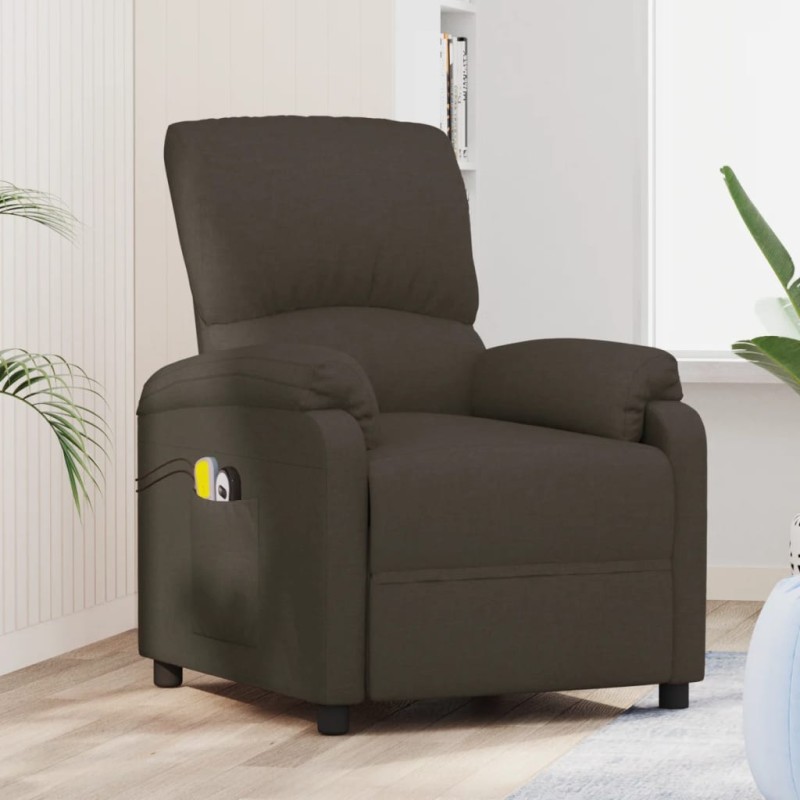 vidaXL Massagesessel Elektrisch Dunkelbraun Stoff vidaXL Massagesessel Elektrisch Dunkelbraun Stoff
