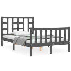 vidaXL Massivholzbett mit Kopfteil Grau 120x200 cm