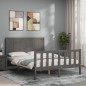 vidaXL Massivholzbett mit Kopfteil Grau 140x190 cm vidaXL Massivholzbett mit Kopfteil Grau 140x190 cm
