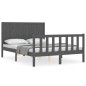 vidaXL Massivholzbett mit Kopfteil Grau 140x190 cm vidaXL Massivholzbett mit Kopfteil Grau 140x190 cm