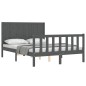 vidaXL Massivholzbett mit Kopfteil Grau 140x190 cm vidaXL Massivholzbett mit Kopfteil Grau 140x190 cm