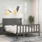 vidaXL Massivholzbett mit Kopfteil Grau 140x190 cm vidaXL Massivholzbett mit Kopfteil Grau 140x190 cm