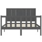 vidaXL Massivholzbett mit Kopfteil Grau 140x190 cm vidaXL Massivholzbett mit Kopfteil Grau 140x190 cm