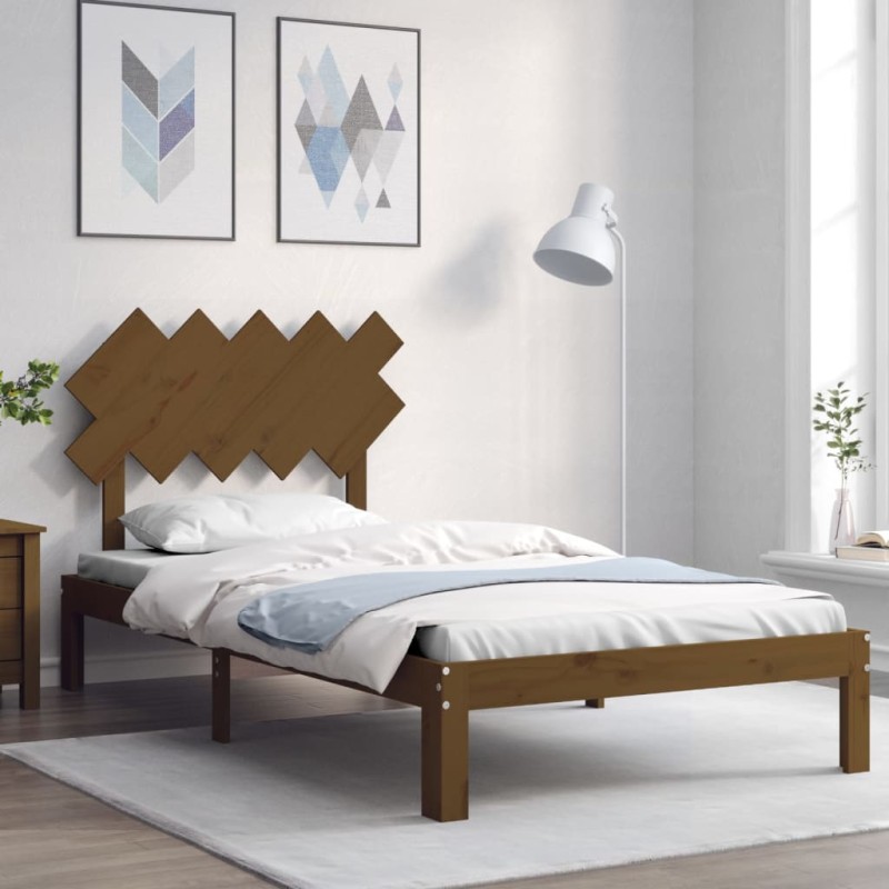 vidaXL Massivholzbett mit Kopfteil Honigbraun 100x200 cm vidaXL Massivholzbett mit Kopfteil Honigbraun 100x200 cm