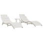 vidaXL Sonnenliegen 2 Stk. mit Tisch Weiß Massivholz Akazie vidaXL Sonnenliegen 2 Stk. mit Tisch Weiß Massivholz Akazie