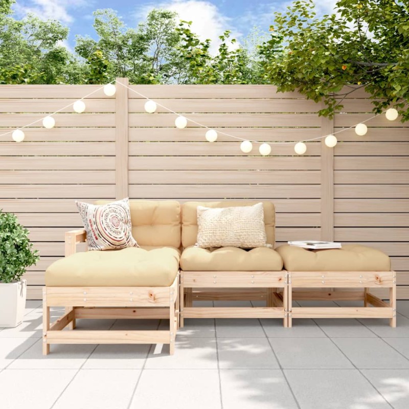 vidaXL 4-tlg. Garten-Lounge-Set mit Kissen Massivholz vidaXL 4-tlg. Garten-Lounge-Set mit Kissen Massivholz