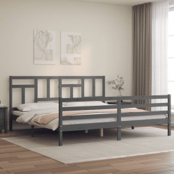 vidaXL Massivholzbett mit Kopfteil Grau