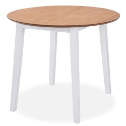 vidaXL Essgruppe 3-tlg. MDF und Gummibaumholz Weiß