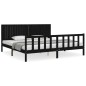 vidaXL Massivholzbett mit Kopfteil Schwarz 200x200 cm vidaXL Massivholzbett mit Kopfteil Schwarz 200x200 cm